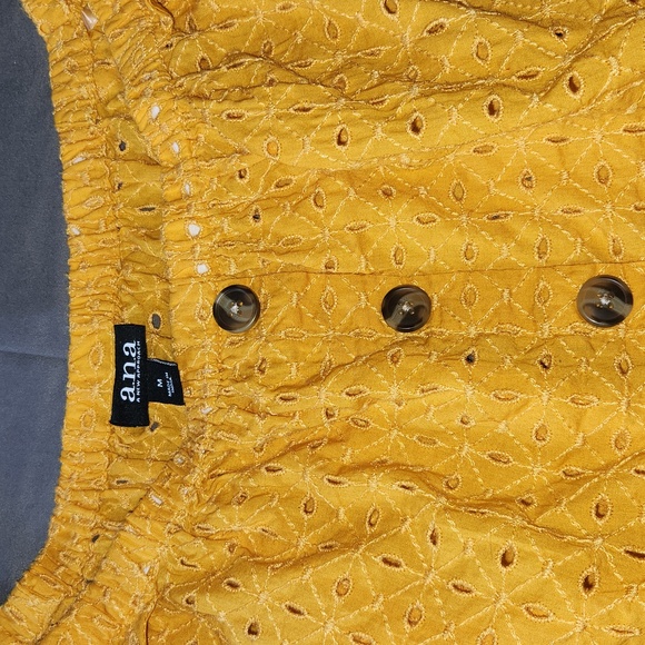 A.n.a Off the Shoulder Mustard Tie Top - Picture 2 of 7